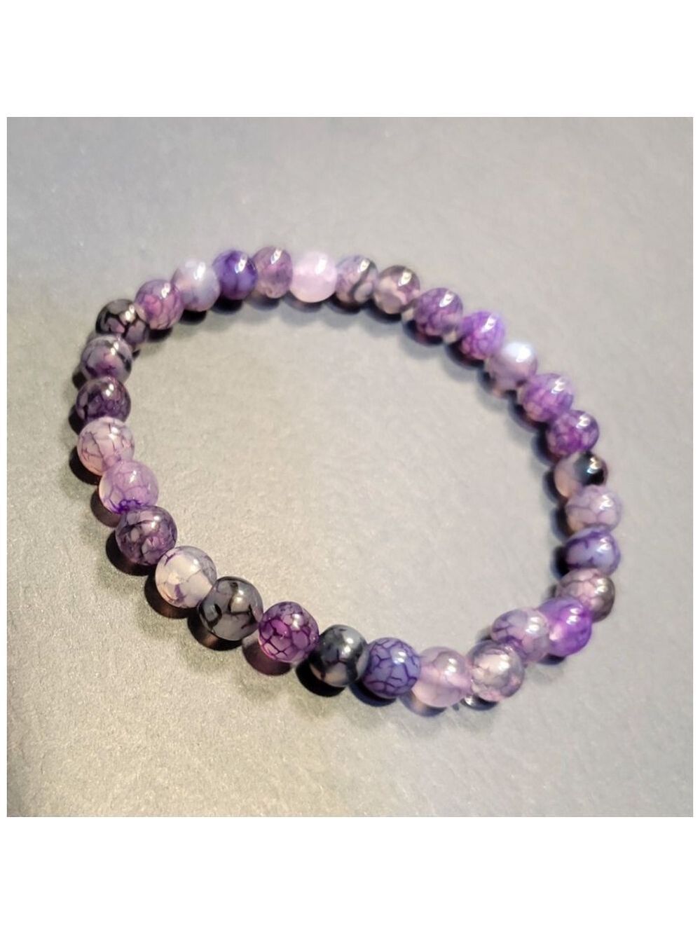 Dragon Vein Agate Bracelet Purple 4mm
